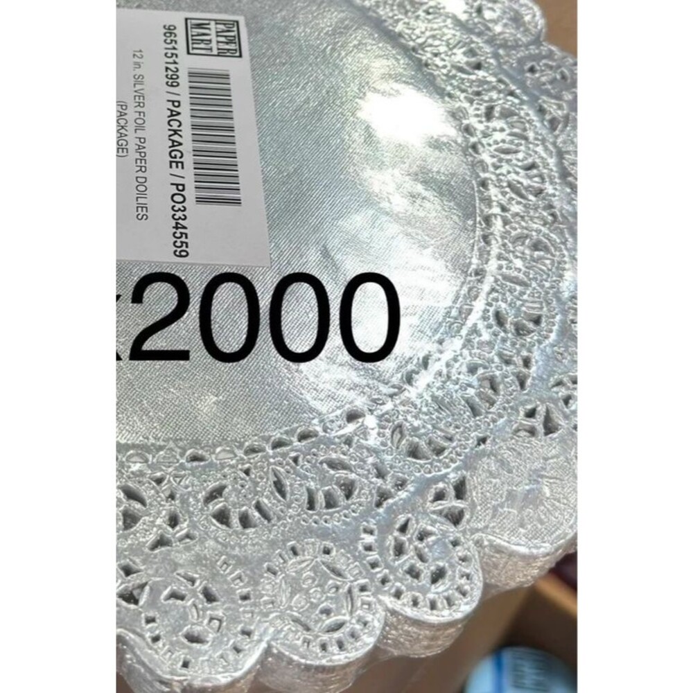 Paper Mart 2000 Silver Foil Paper Doilies 12in Bulk Lot Round Wedding Baking